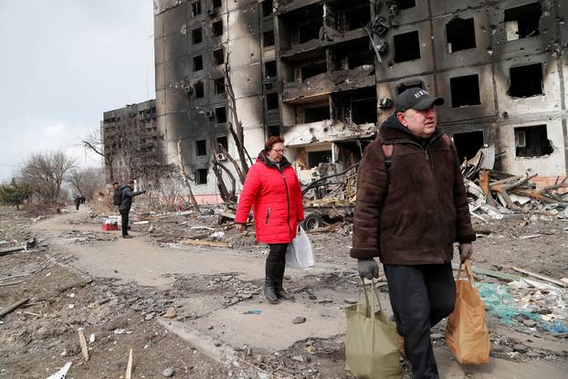 A view shows the besieged city of Mariupol