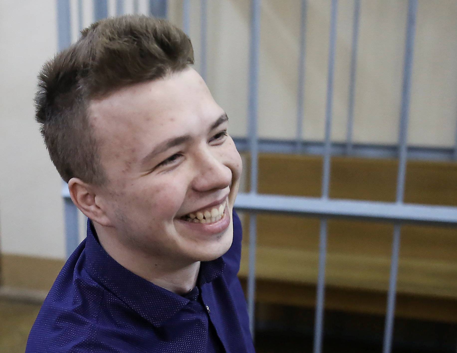 Opposition blogger and activist Roman Protasevich attends a court hearing in Minsk