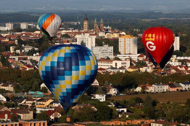 Hot air balloon fiesta above Hradec Kralove city