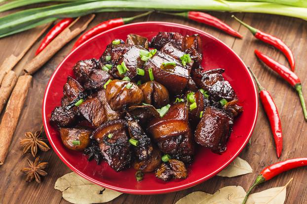 Braised Pork with Chestnuts,Chinese food