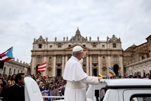 Pope Leo XIV holds his first general audience in St. Peter's Square at the Vatican