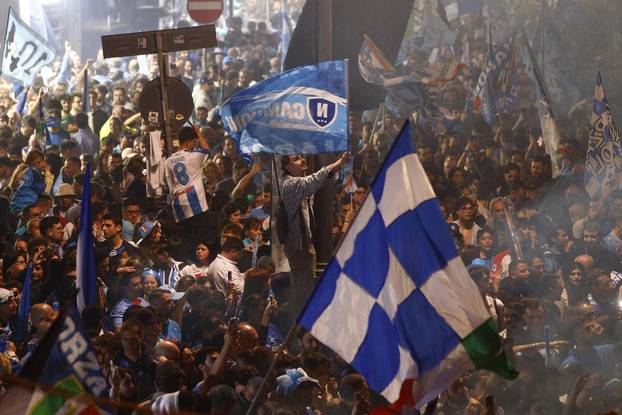 Serie A - Napoli fans celebrate winning Serie A