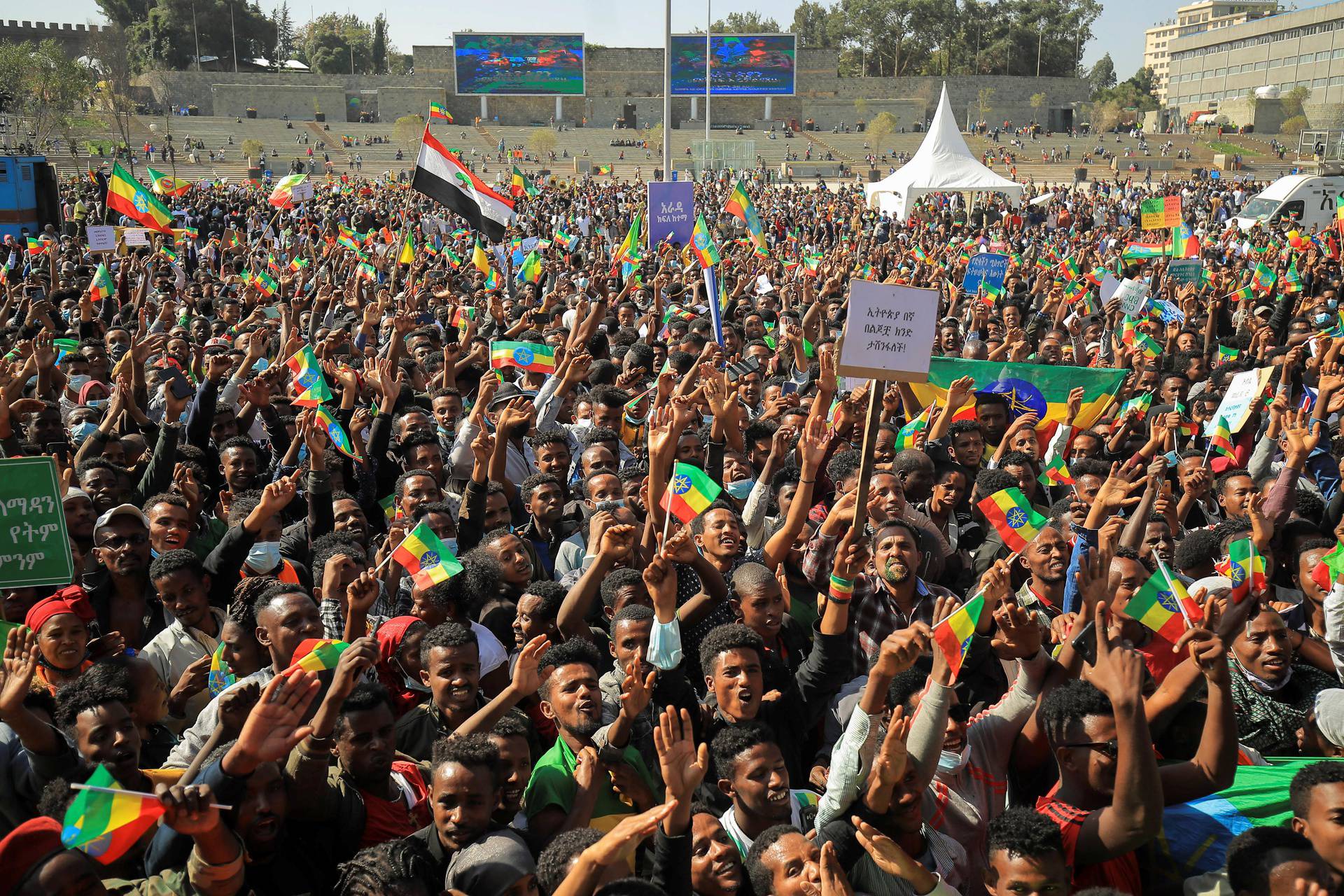 Ethiopian PM's backers hold a rally in support of national army in Addis Ababa