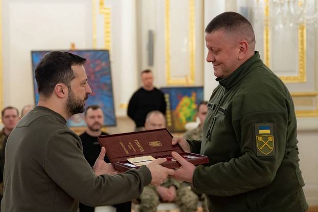 Ukraine's President Zelenskiy awards former UAF Commander in Chief Zaluzhnyi with the Hero of Ukraine Gold Star in Kyiv