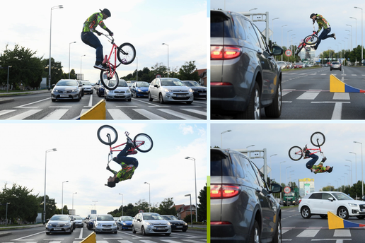 Snimka iz Zagreba: Stojiš na crvenom, a tip ispred tebe stavi rampu i radi salto na BMX-u!