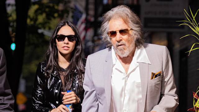 Al Pacino arrives to Carbone restaurant with his wife for his segment in bad bunnyâ€™s new music video in New York City