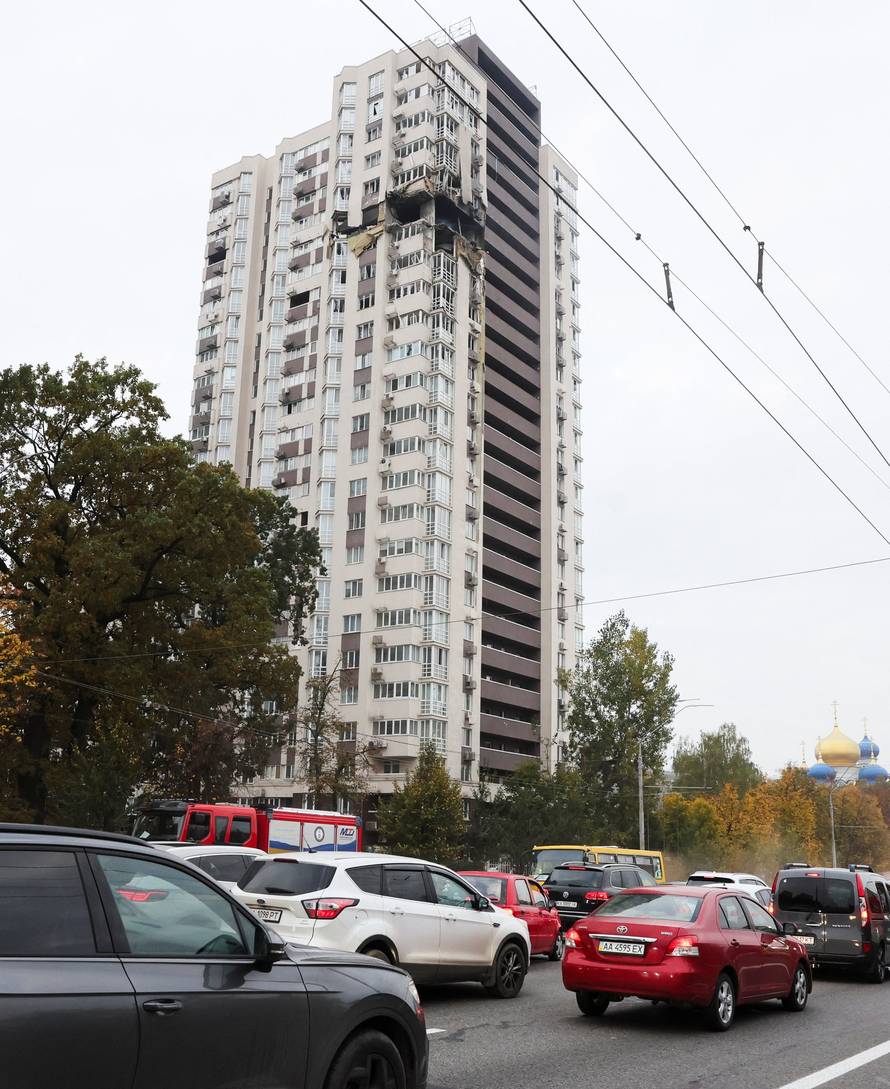 Aftermath of a Russian drone strike in Kyiv