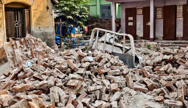 Aftermath of a strong earthquake in Myanmar