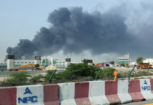 Smoke billows from Jebel Ali port after an Iranian attack, following United States and Israel strikes on Iran, in Dubai