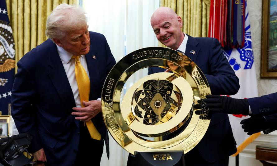 U.S. President Donald Trump and FIFA President Gianni Infantino in the Oval Office of the White House in Washington