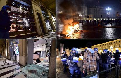 Deseci uhićenih na anticovid prosvjedima i neredima u Italiji