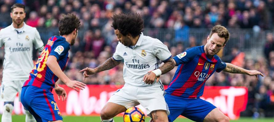 Match of La Liga between  Futbol Club Barcelona and Real Madrid  at Camp Nou Stadium