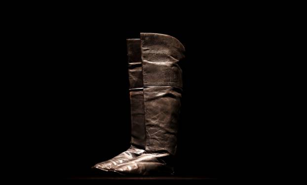 Boots that might have be worn by Napoleon displayed in Paris
