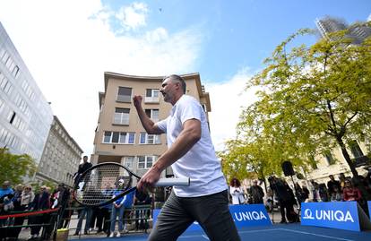 Zagreb: Goran Ivanišević odigrao je egzibicijski meč s mladom teniskom zvijezdom Lunom Vujović povodom predstavljanja zaklade UNIQUA SEE Future