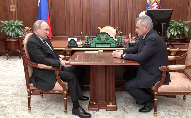 Russia's President Putin attends a meeting with Defence Minister Shoigu in Moscow