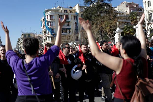 People protest in Greece over deadly train crash, in Thessaloniki