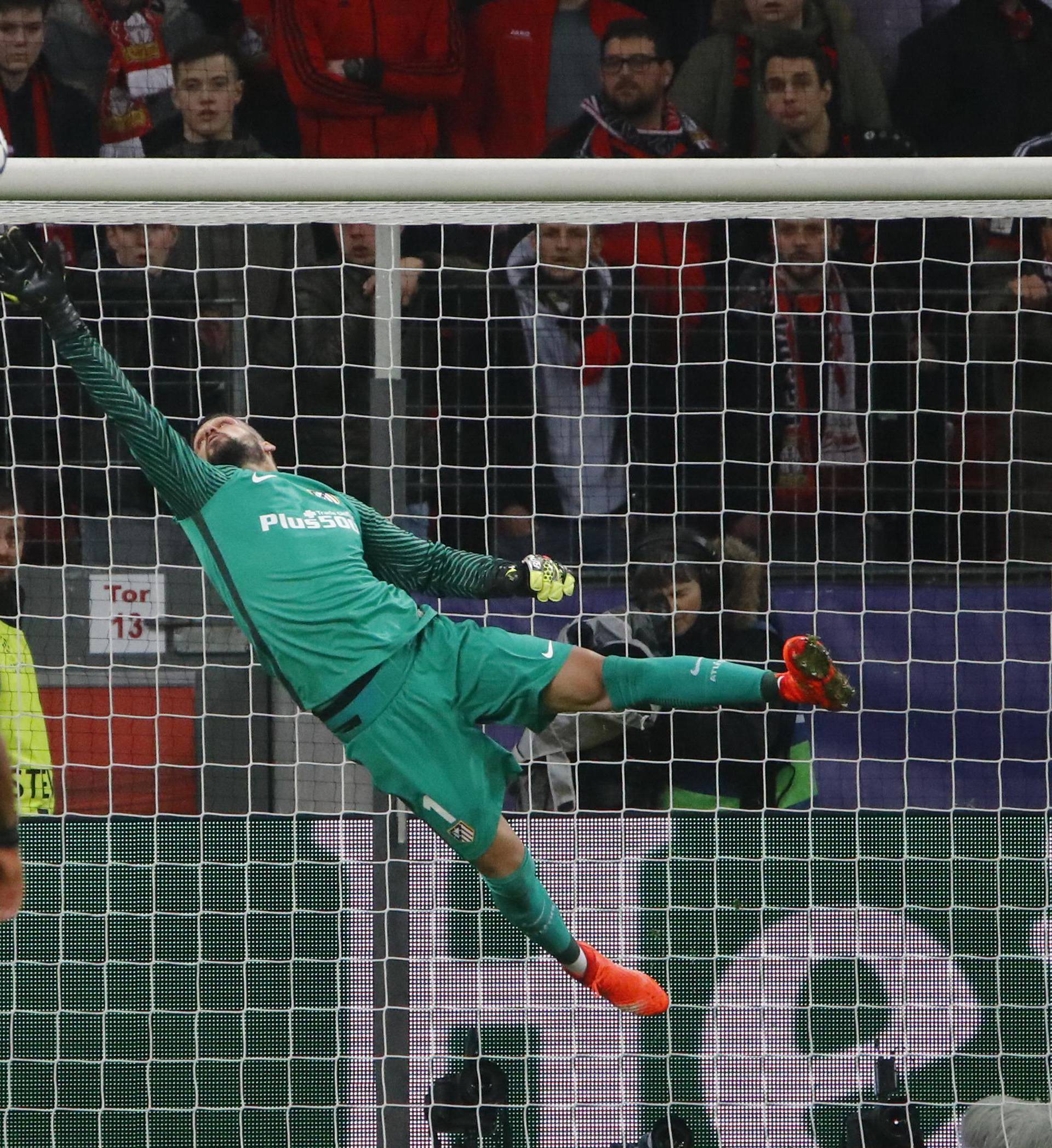 Atletico Madrid's Miguel Angel Moya makes a save