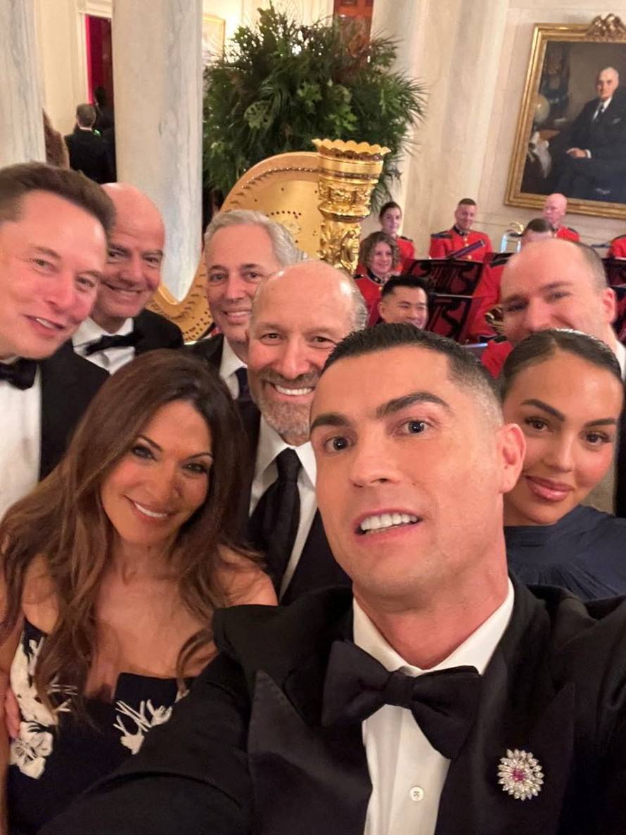 Cristiano Ronaldo attends a dinner hosted by U.S. President Donald Trump for Saudi Crown Prince and Prime Minister Mohammed bin Salman