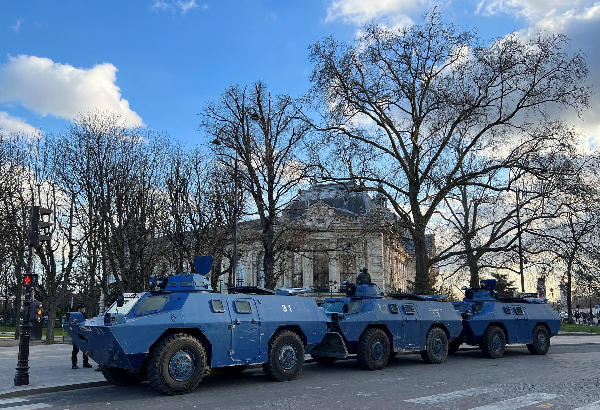 Armoured vehicles from the French Gendarmerie in place as French 'freedom convoy' underway to Paris