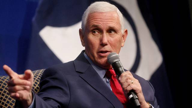 FILE PHOTO: Former U.S. Vice President Pence speaks at the Heritage Foundation