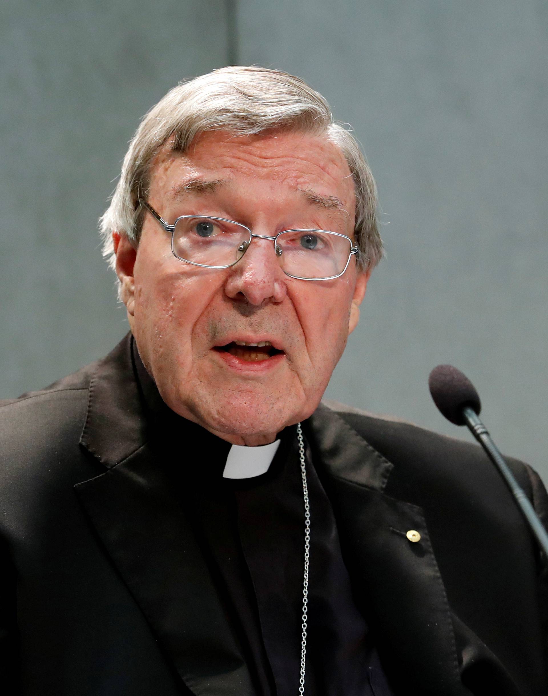 FILE PHOTO: Cardinal George Pell attends a news conference at the Vatican
