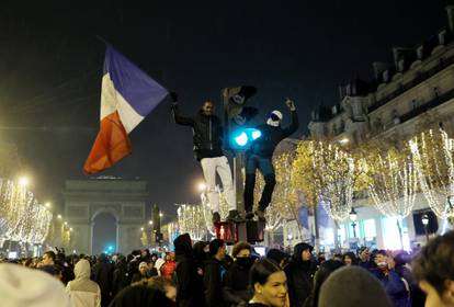 FIFA World Cup Final Qatar 2022 - France fans react on the Champs-Elysees during the final between France and Argentina