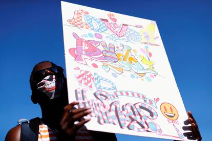 Black Lives Matter rally protesting the death in Minneapolis police custody of George Floyd and the deaths of Kendrec McDade, Leroy Barnes and JR Thomas by Pasadena police, outside the Pasadena Police Department