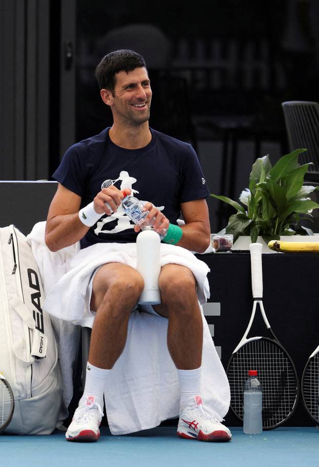 Novak Djokovic practices in Adelaide after landing in Australia