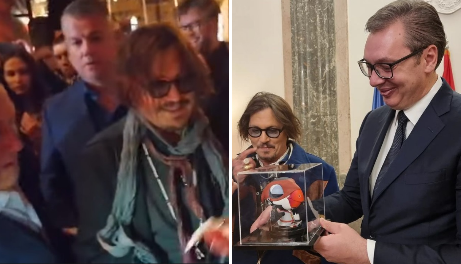 Depp pojavom oduševio fanove u Beogradu, a Vučića figuricom