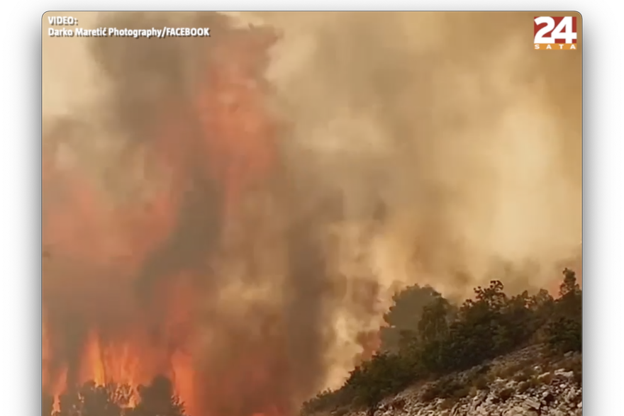 Požar na cesti između Trogira i Plana