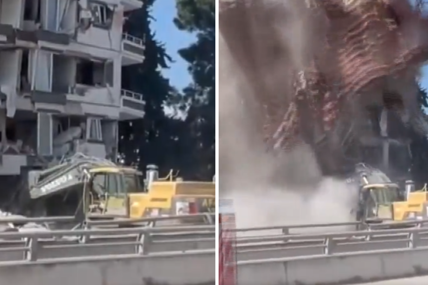 VIDEO Turčin u zadnjoj sekundi izbjegao smrt: Iskočio s bagera kojeg su zatrpale ruševine