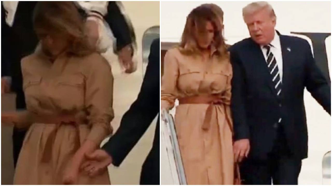Trump pokušava uhvatiti svoju suprugu za ruku, a ona se ne da