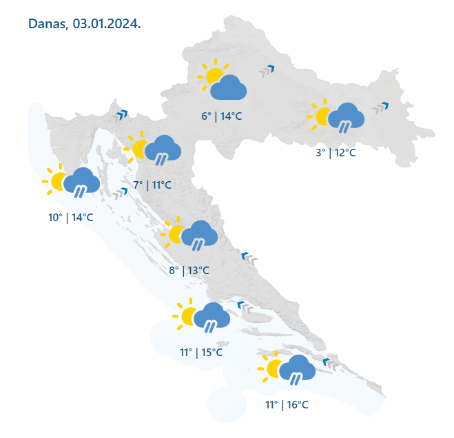 Vremenska prognoza za srijedu