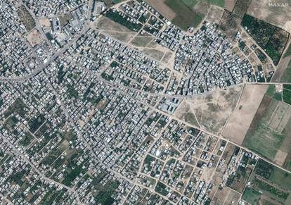Satellite view shows the Palestinian city of Beit Hanoun