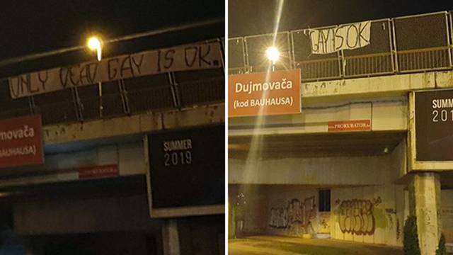 Uoči Pridea u Splitu postavljen natpis 'Only dead gay is OK'...