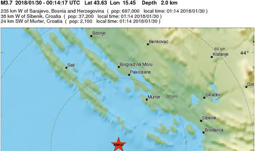 Jak potres od 3,7 po Richteru kod Šibenika: 'Kuća se tresla'