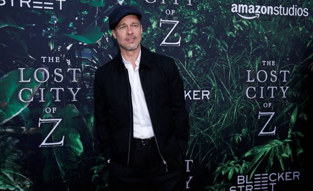 Producer Pitt poses at the premiere of the movie "The Lost City of Z" in Los Angeles