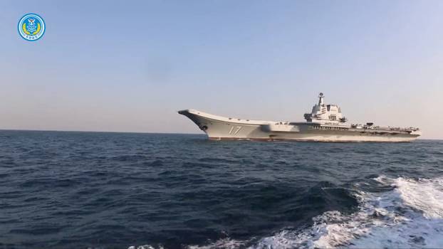 Aircraft carrier Shandong from a video released by China's PLA Eastern Theatre Command