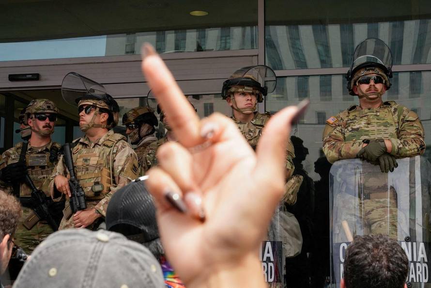 Protest against federal immigration sweeps, in Los Angeles