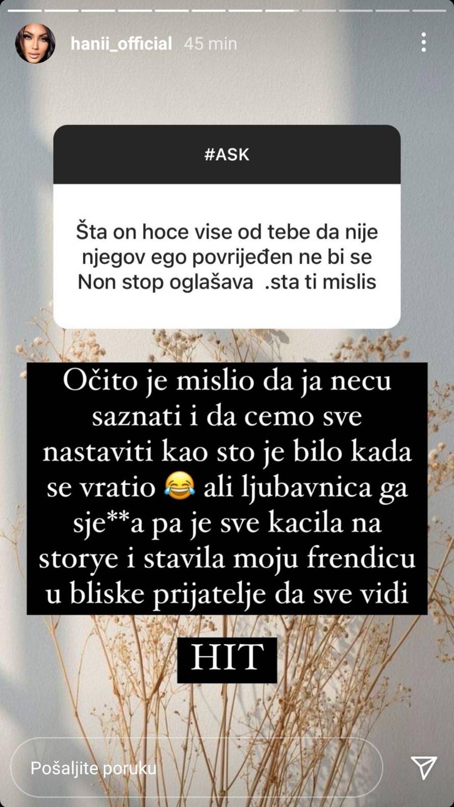 Hana se požalila: 'Goran je sve ovo napravio zbog publiciteta. Još za Valentinovo mi je tepao'