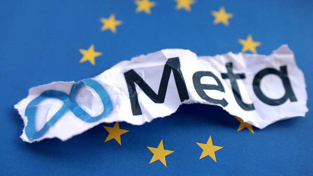 FILE PHOTO: FILE PHOTO: Illustration shows EU flag and Meta logo