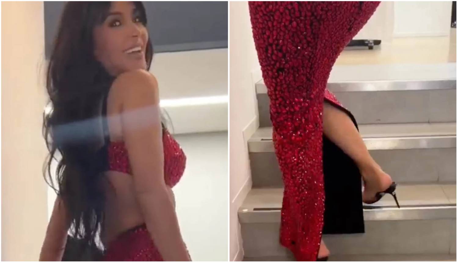 Kim Kardashian ponovo obukla preusku haljinu pa se jedva uspjela popeti uz stepenice...