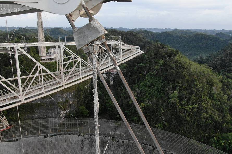 The Arecibo Observatory space telescope is seen in Arecibo