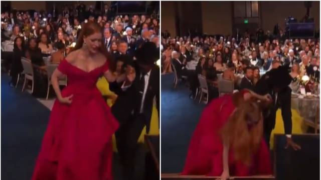 Nezgoda na dodjeli nagrada: Jessica Chastain spotaknula se i pala hodajući do pozornice