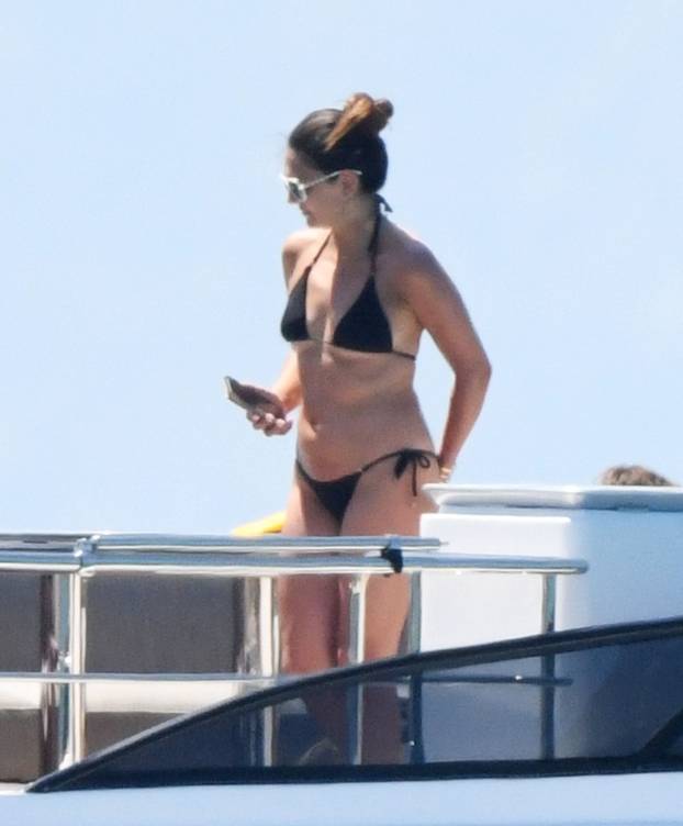 Arsenal FC Spanish football Manager Mikel Arteta pictured relaxing on a yacht with his wife and kids as he enjoys the summer holiday in Porto Cervo.