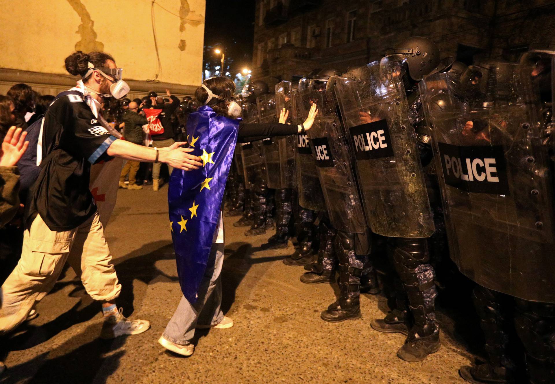 People protest against the "foreign agents" bill in Tbilisi