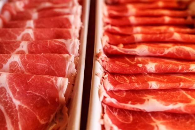 Fresh raw pork sliced 