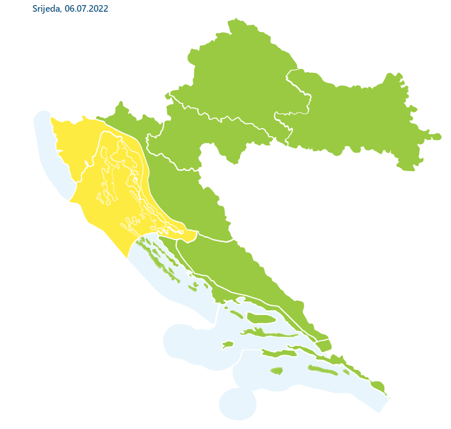 Za cijelu Hrvatsku na snazi je meteoalarm, prijeti nevrijeme u nekoliko regija i toplinski valovi