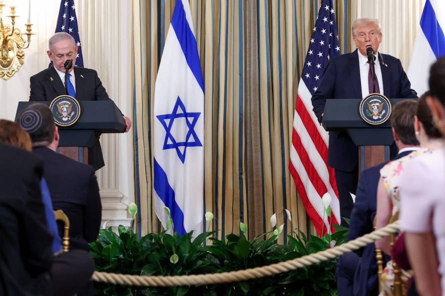 U.S. President Trump meets Israeli PM Netanyahu at the White House in Washington