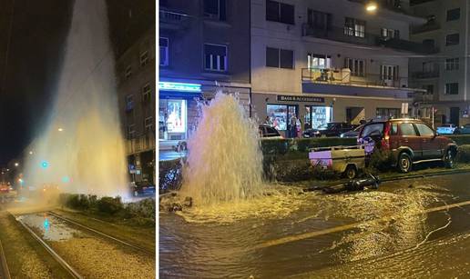 Uživo iz Zvonimirove: Vodoskok u centru Zagreba, autom naletio na hidrant. Nije bilo ozlijeđenih